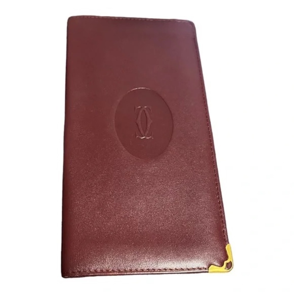 🔥 Cartier Checkbook Long Wallet Leather Red 🔥(VINTAGE ) (preloved)